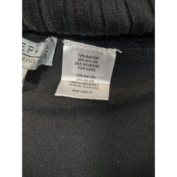 Joseph A Sweater Cape Black Ribbed Turtleneck Scalloped Pullover Womens Small - Picture 7 of 10